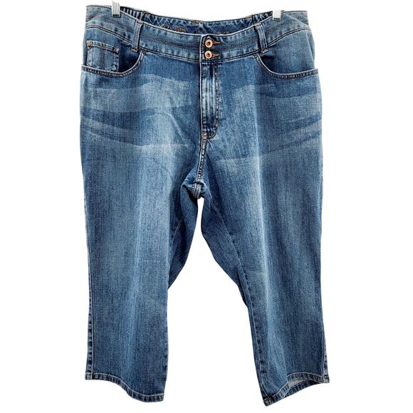 Eddie Bauer Blue Curvy Cropped Jeans Cotton Spandex Blend Women's Plus Size 20 - Picture 1 of 9